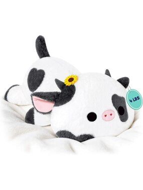 Large 20" Weighted Sunflower Cow Plush Toy - Stress Relief Pillow for Kids